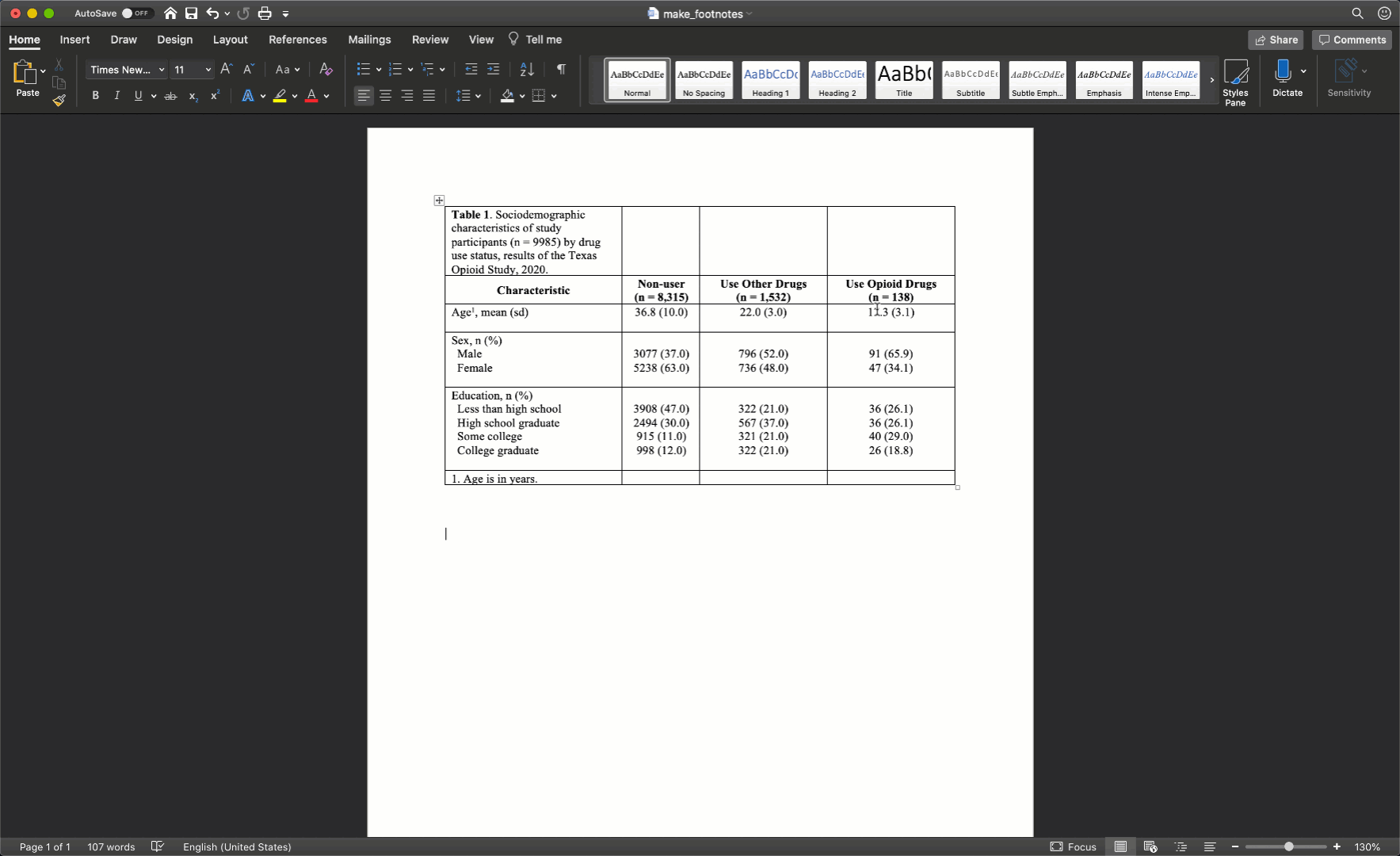 A gif showing how to distribute columns evenly in Microsoft Word.