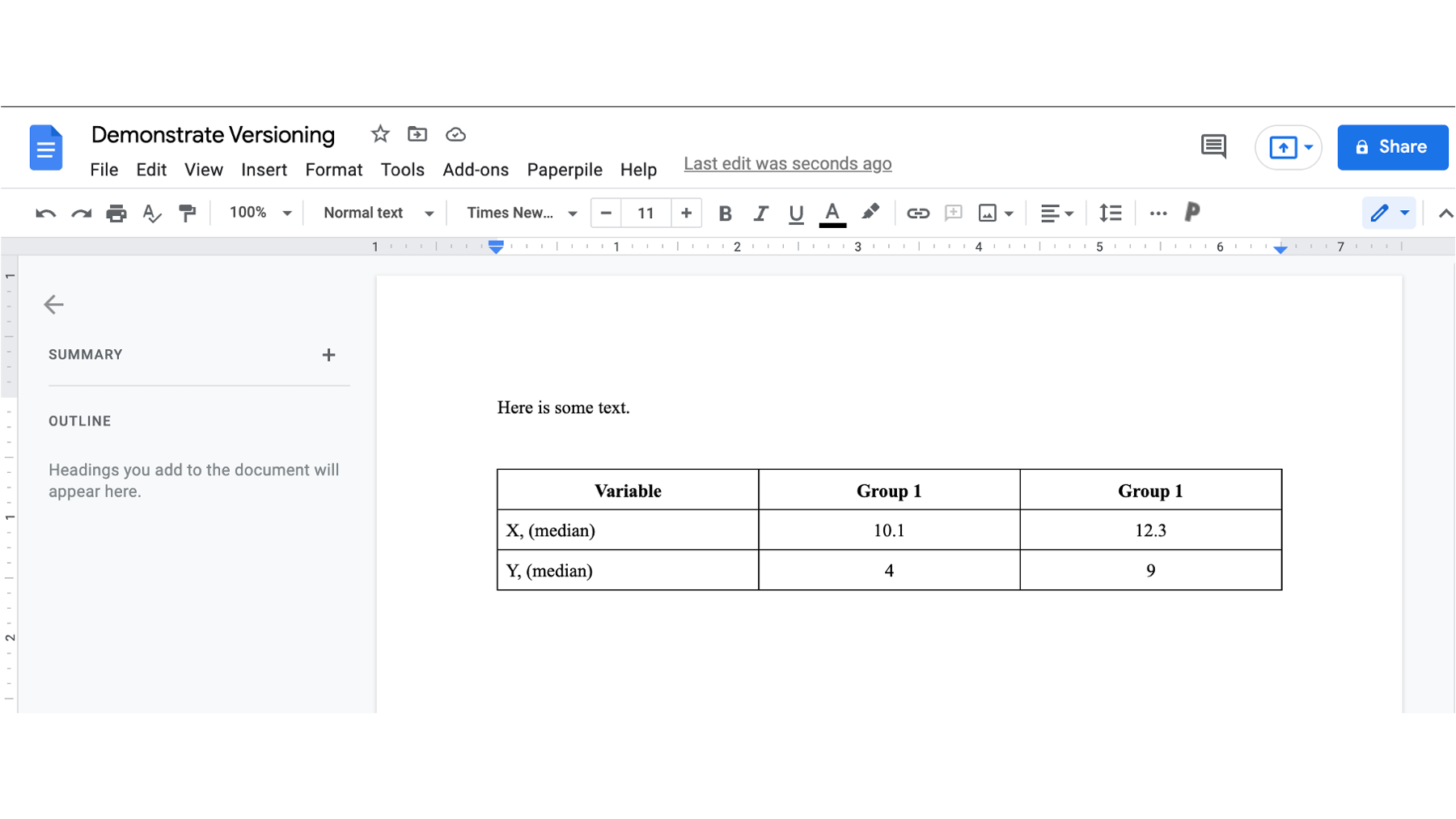 A gif about switching back to an old version in Google Docs.