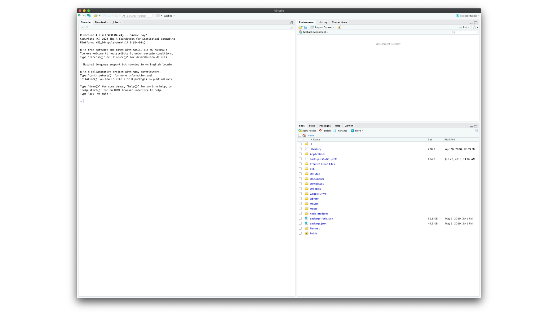 when open rstudio how to clear environment in r